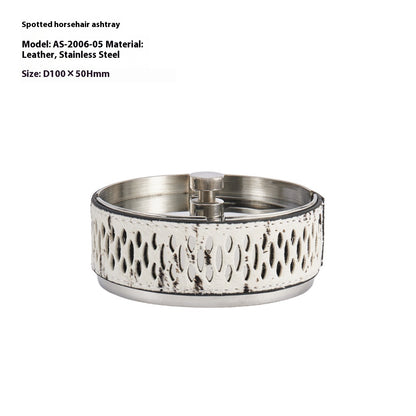 Simple Leather Stainless Steel Ash Tray Living Room Desktop Bedroom Decor