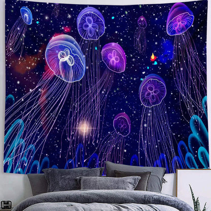Purple Jellyfish Wall Cloth Tapestry