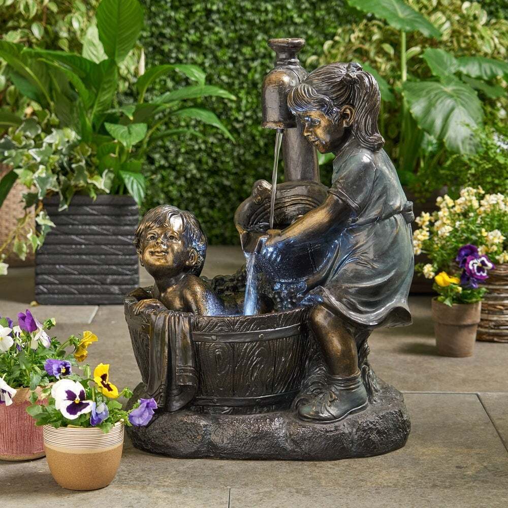 Charming Boy & Girl Garden Statue