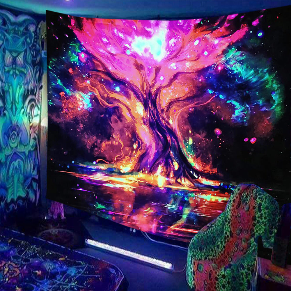 Psychedelic Print Fluorescent Wall Decor Tapestry