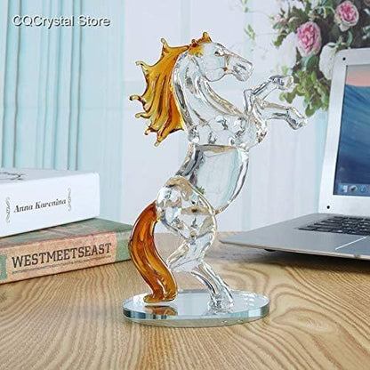 Elegant Crystal Glass Horse Statue for Table Decoration