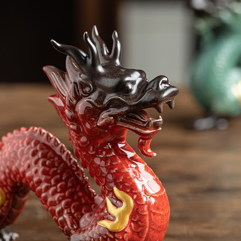 Ceramic Fortune Bringing Dragon Figurines