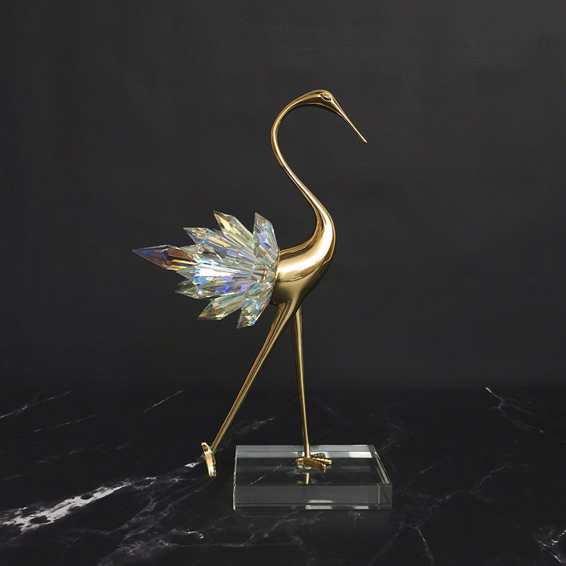 Crane Copper Ornaments – Elegant Home Decor for TV Cabinet and Desktop