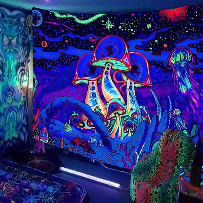 Psychedelic Print Fluorescent Wall Decor Tapestry