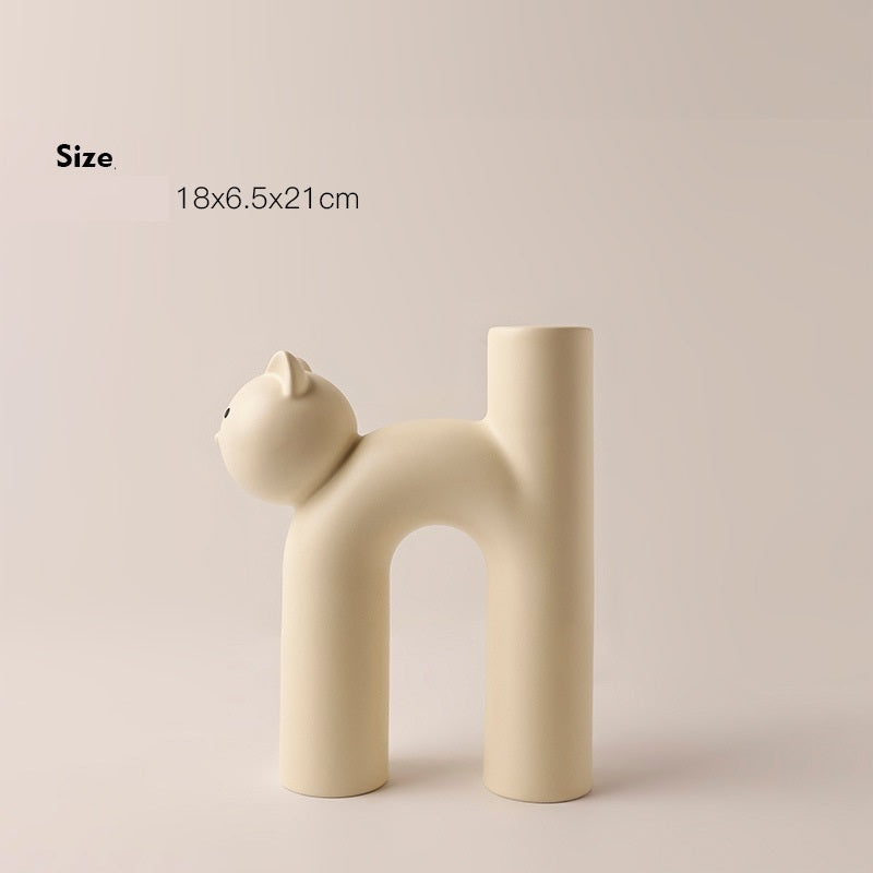 Cute Tube Cat Vase - Living Room Home Desktop Decoration