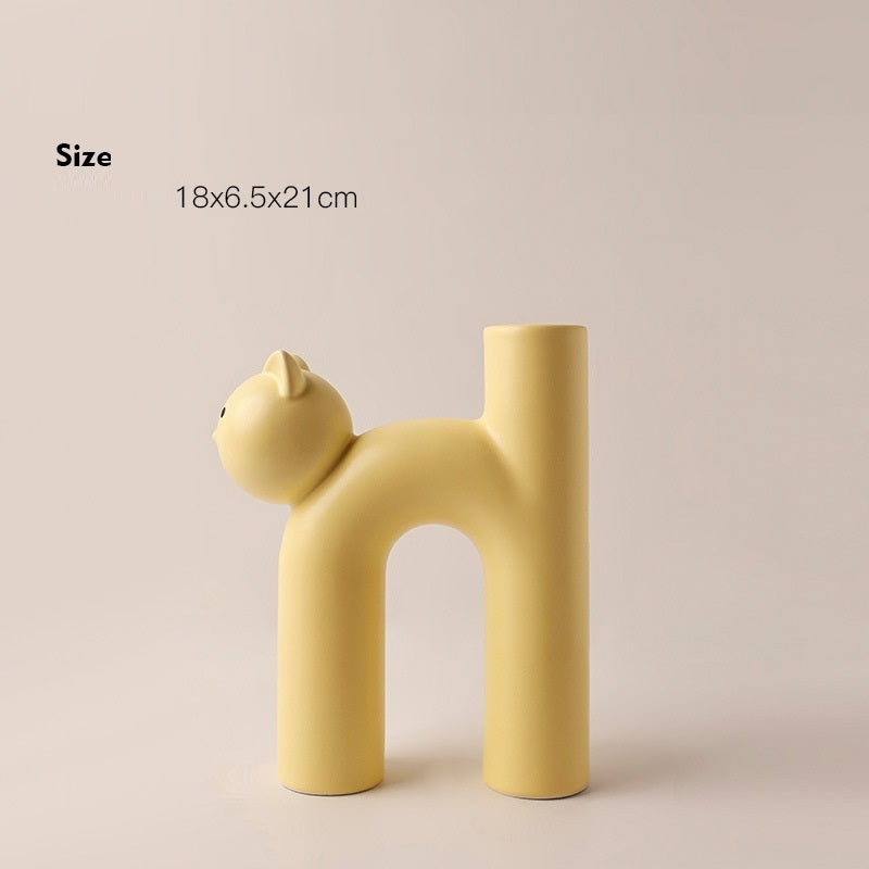 Cute Tube Cat Vase - Living Room Home Desktop Decoration