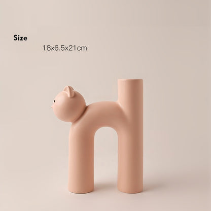 Cute Tube Cat Vase - Living Room Home Desktop Decoration