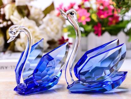 Elegant Crystal Swan Sculptures