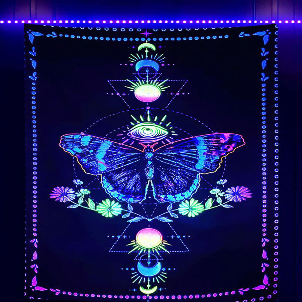 Psychedelic Print Fluorescent Wall Decor Tapestry