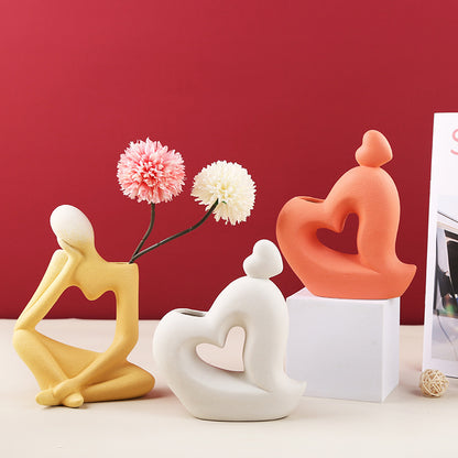 Matte Abstract Character Ceramic Vase