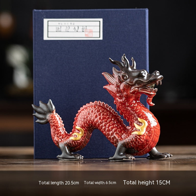 Ceramic Fortune Bringing Dragon Figurines