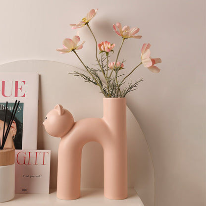 Cute Tube Cat Vase - Living Room Home Desktop Decoration