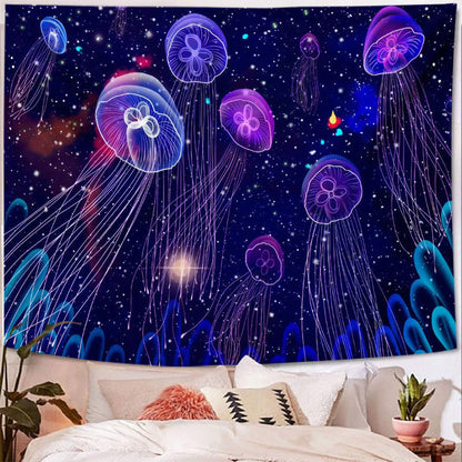 Purple Jellyfish Wall Cloth Tapestry