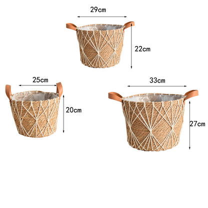 Flower Stand Rattan Living Room Home Flower Basket Flower Pot Straw Woven Floor-standing Decorations