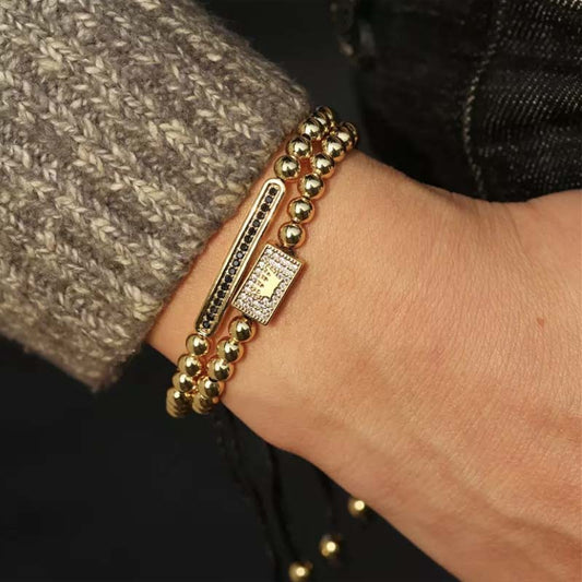 Regal Crown Bracelet in Pave CZ - Elegant Braided Design