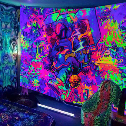Psychedelic Print Fluorescent Wall Decor Tapestry