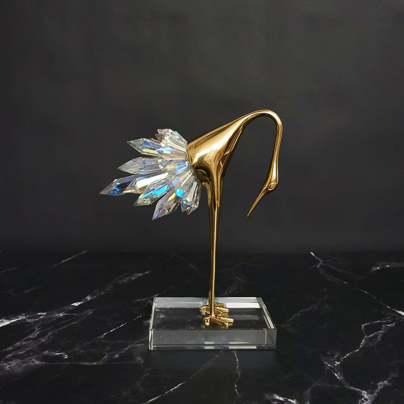 Crane Copper Ornaments – Elegant Home Decor for TV Cabinet and Desktop