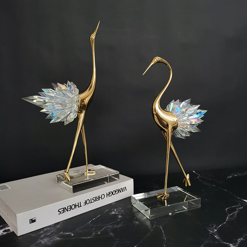 Crane Copper Ornaments – Elegant Home Decor for TV Cabinet and Desktop
