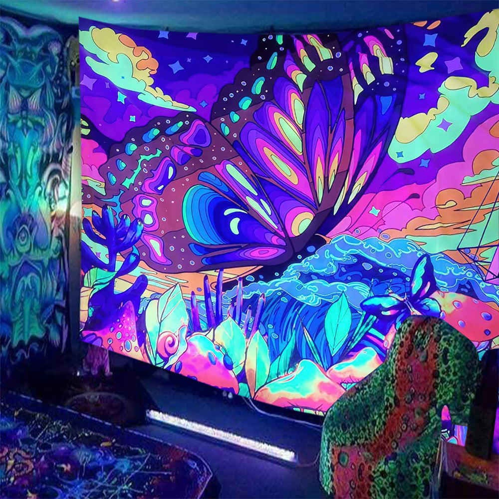 Psychedelic Print Fluorescent Wall Decor Tapestry