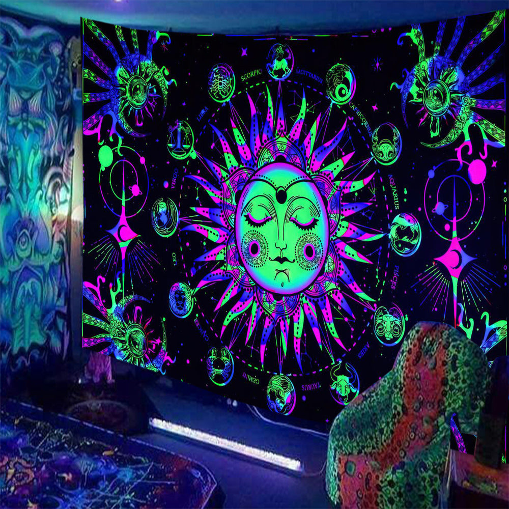 Psychedelic Print Fluorescent Wall Decor Tapestry