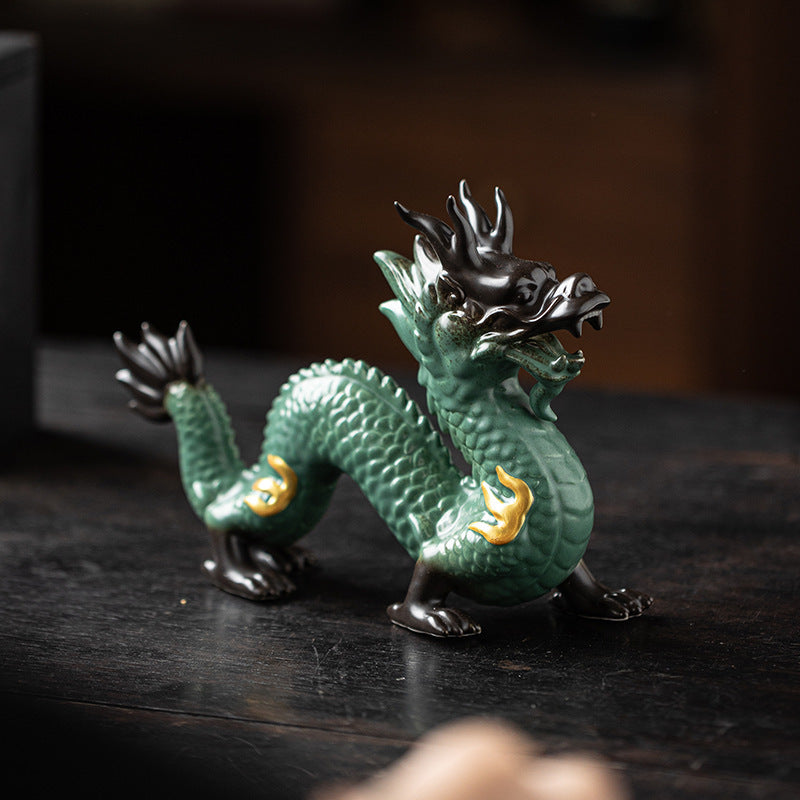Ceramic Fortune Bringing Dragon Figurines