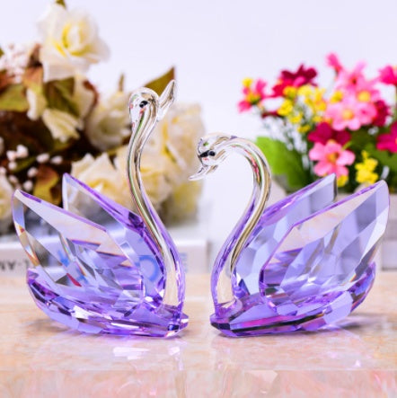 Elegant Crystal Swan Sculptures