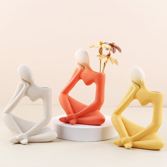 Matte Abstract Character Ceramic Vase
