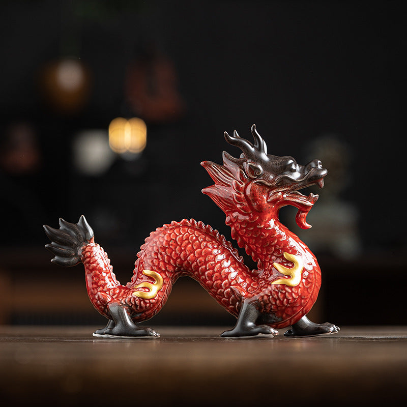 Ceramic Fortune Bringing Dragon Figurines