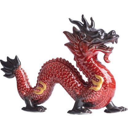 Ceramic Fortune Bringing Dragon Figurines