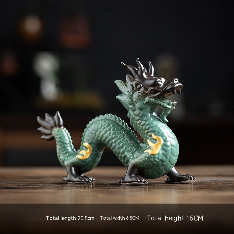 Ceramic Fortune Bringing Dragon Figurines