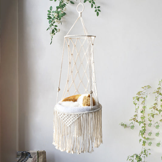Snow Macramé Cat Hammock